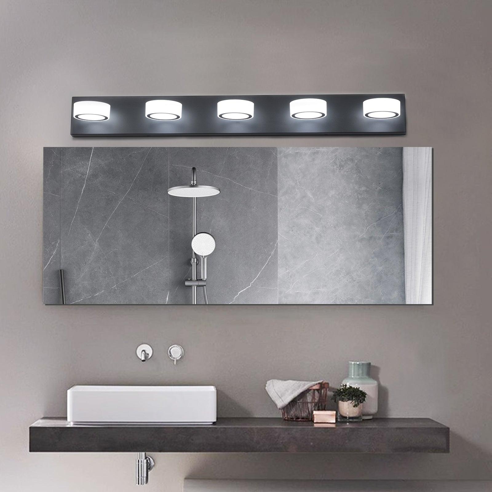 LED Modern Black 5-Light Vanity Lights Fixtures Over Mirror Bath Wall Lighting - FurniFindUSA