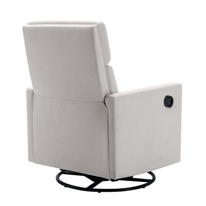 Modern Upholstered Rocker Nursery Chair Plush Seating Glider Swivel Recliner Chair Beige - FurniFindUSA