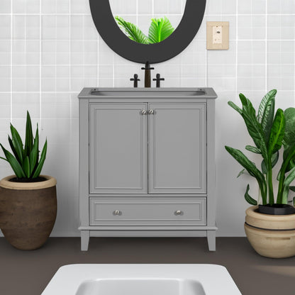 30 inch bathroom vanity no sink base only gray - FurniFindUSA