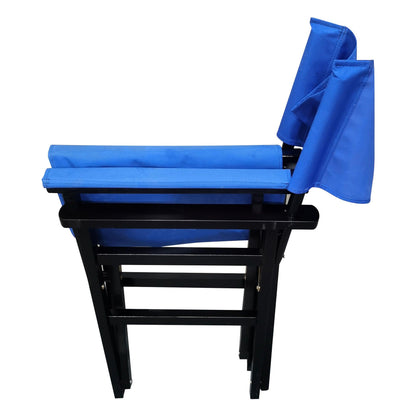 Folding Chair Wooden Director Chair Canvas Folding Chair Folding Chair 2pcs/set populus + Canvas (Color : Blue) - FurniFindUSA