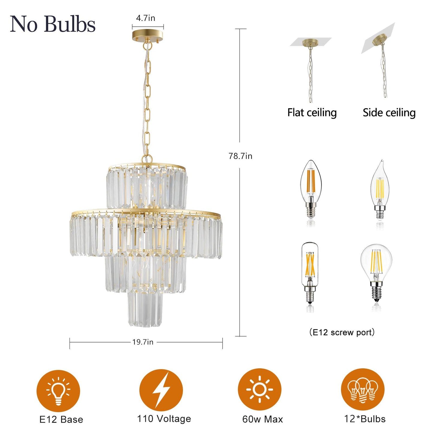 Luxury Crystal Chandelier Modern Chandeliers Lights Fixture Hanging Pendant Light Fixture Dia 19.7 Inch - FurniFindUSA