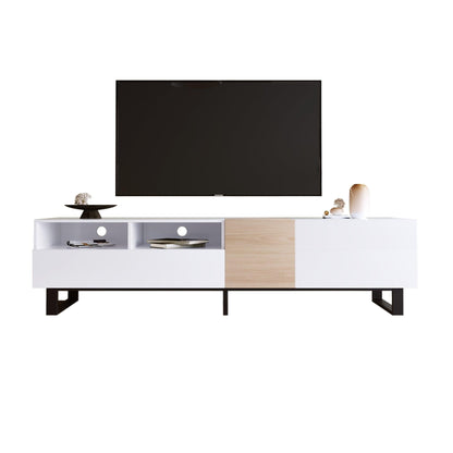 Modern TV Stand for 80'' TV with Double Storage Space Media Console Table Entertainment Center with Drop Down Door - FurniFindUSA