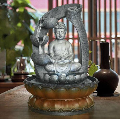 11inches Buddha Fountain Tabletop Decorative Waterfall with Submersible Pump for Office Home Decor - FurniFindUSA