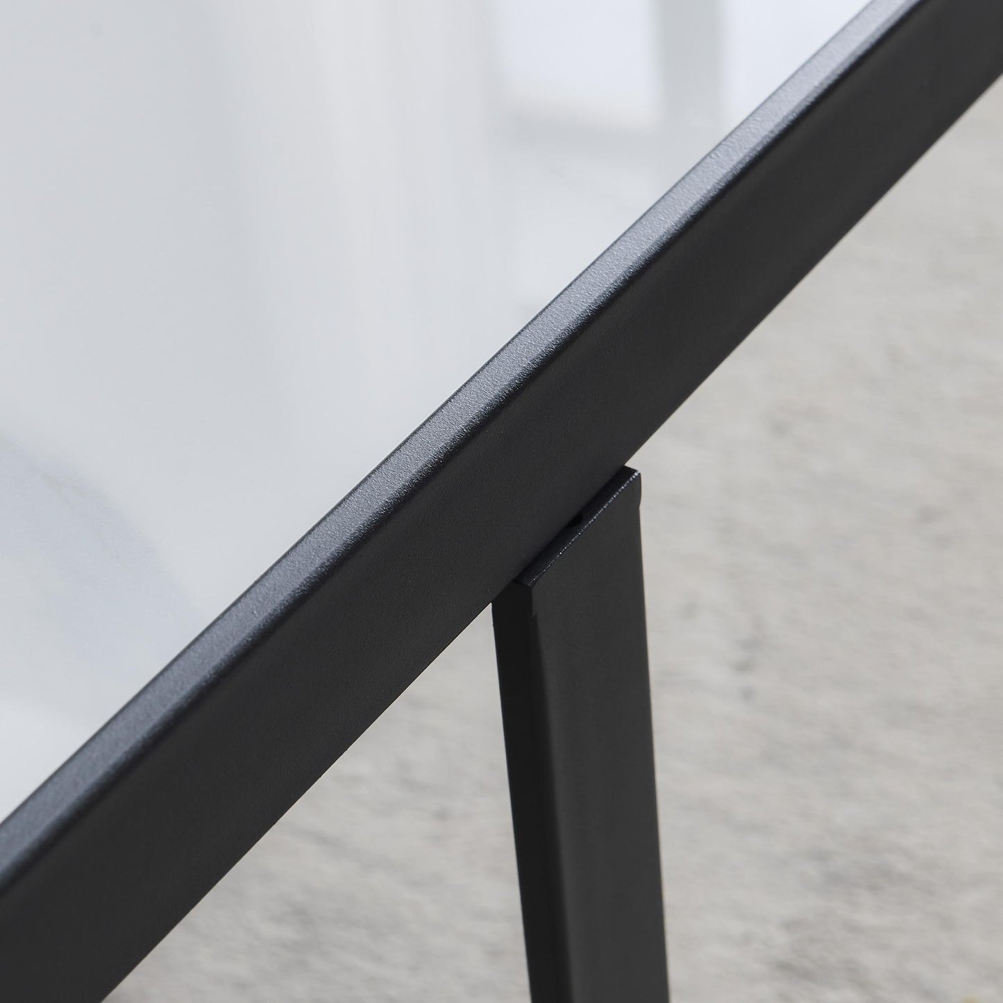 Minimalism Square coffee table，Black metal frame with sintered stone tabletop - FurniFindUSA