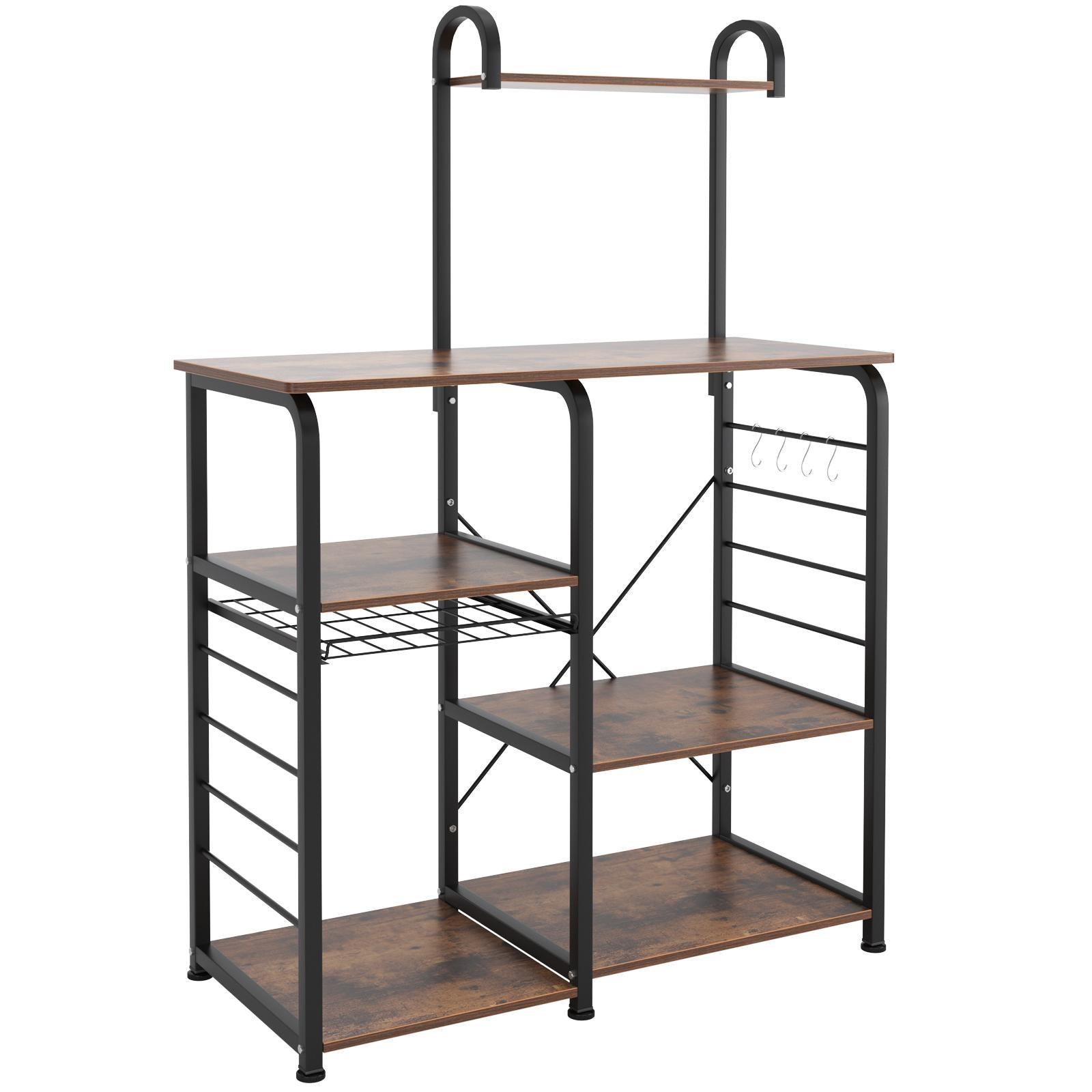 Kitchen Bakers Rack,Microwave Cart Coffee Station, Utility Microwave Oven Stand Storage Cart, Workstation Shelf - FurniFindUSA