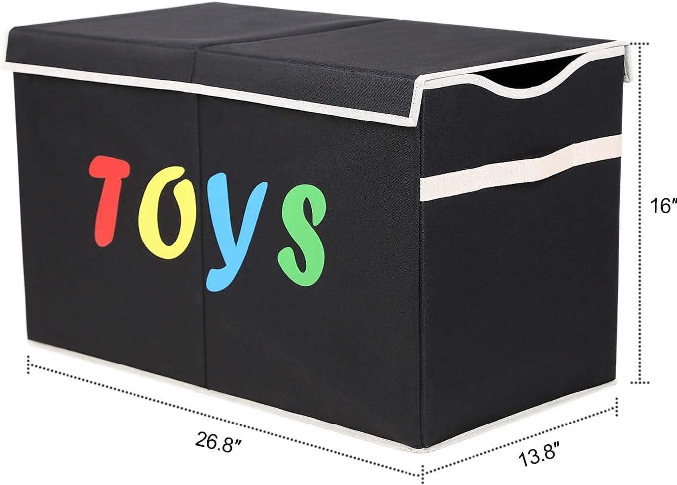 Large Toy Box Chest with Lid, Collapsible Sturdy Toy Storage Organizer Boxes Bins Baskets for Kids, Boys, Girls - FurniFindUSA