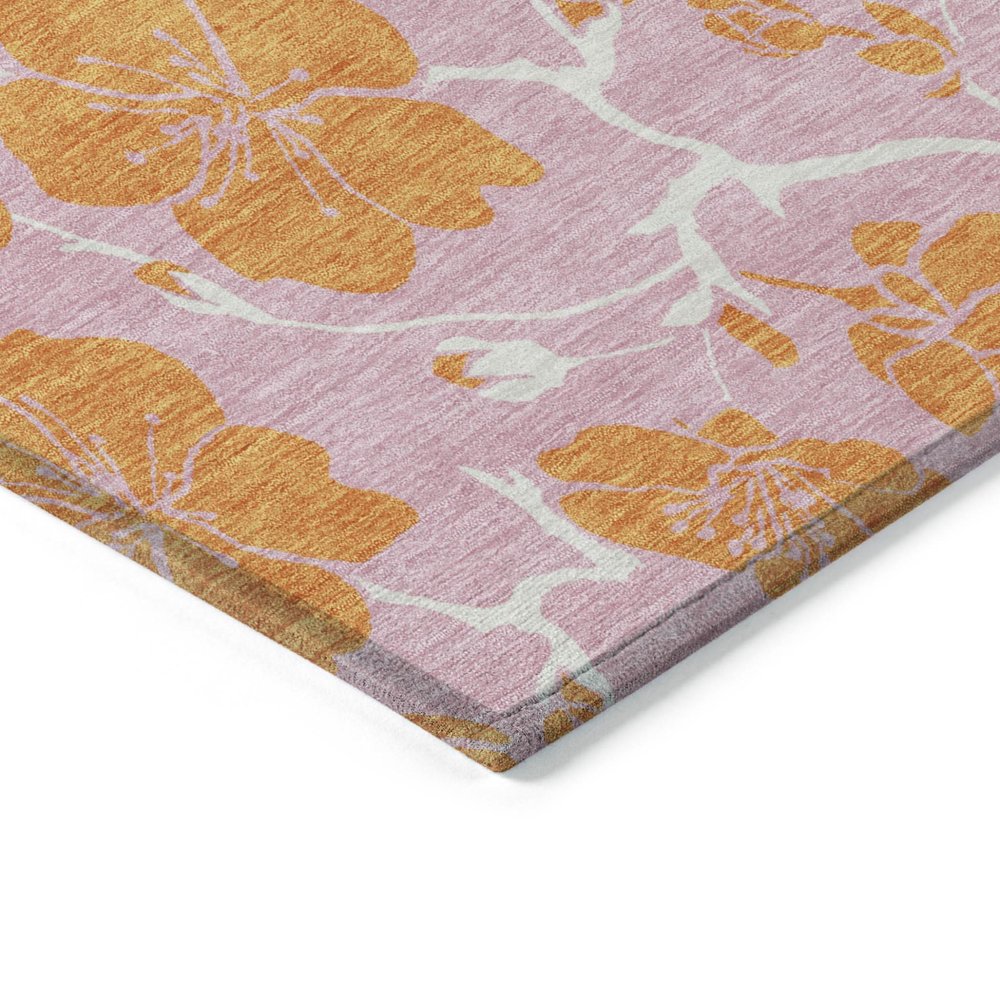10' X 14' Pink And Copper Floral Washable Indoor Outdoor Area Rug HomeRoots