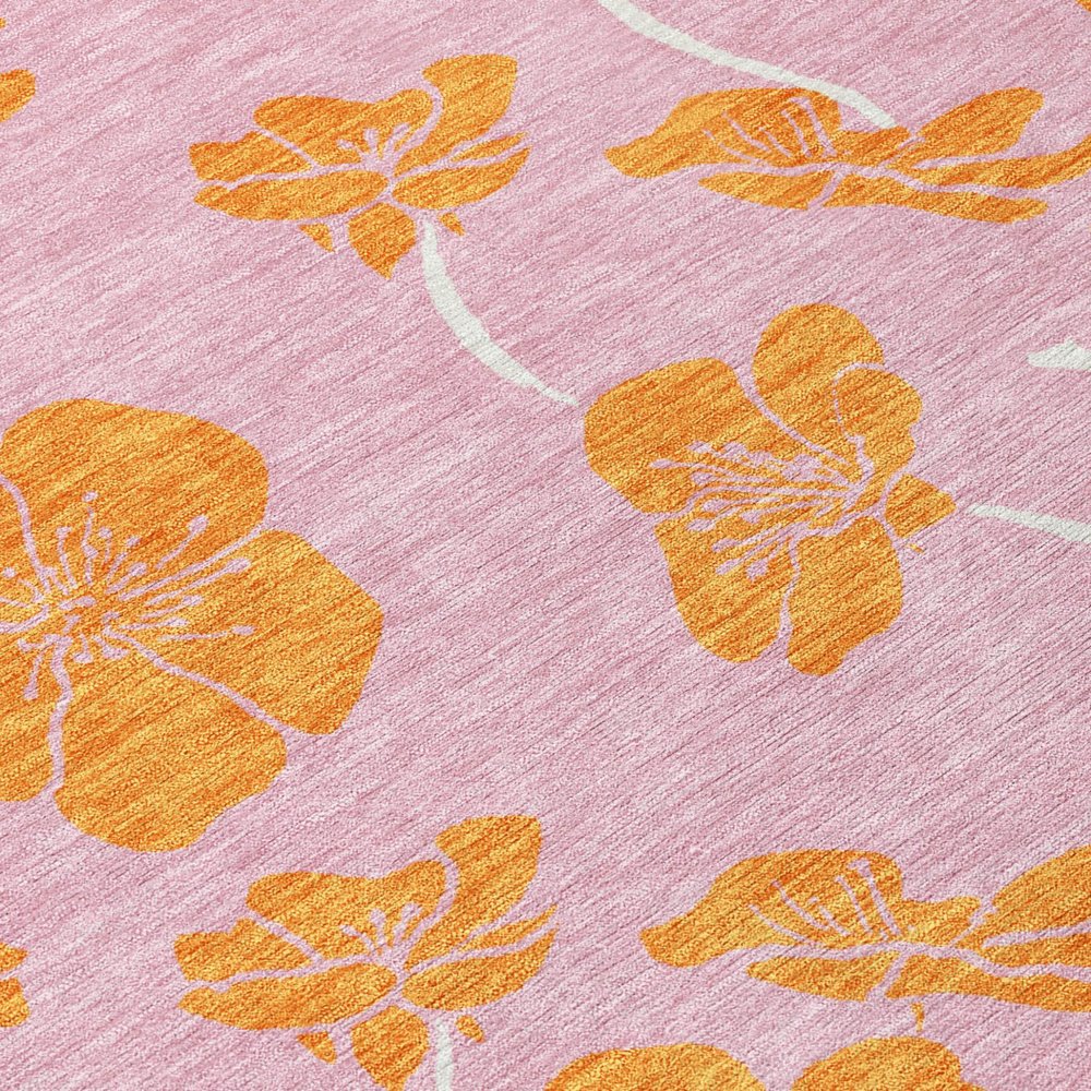10' X 14' Pink And Copper Floral Washable Indoor Outdoor Area Rug HomeRoots