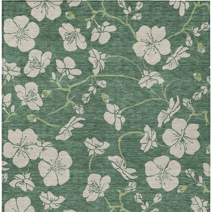3' X 5' Sage And Ivory Floral Washable Indoor Outdoor Area Rug HomeRoots