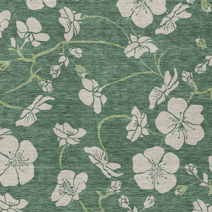 3' X 5' Sage And Ivory Floral Washable Indoor Outdoor Area Rug HomeRoots