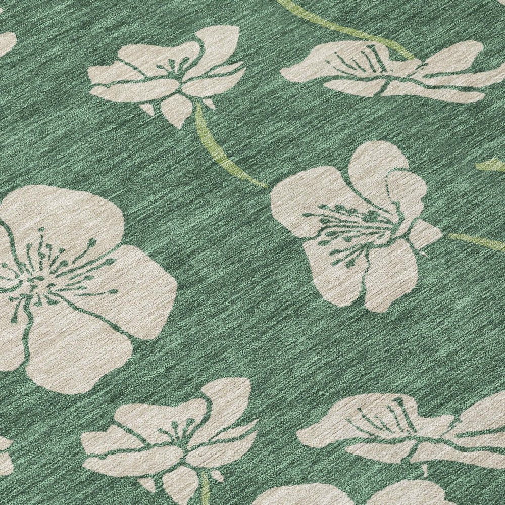 3' X 5' Sage And Ivory Floral Washable Indoor Outdoor Area Rug — view 5