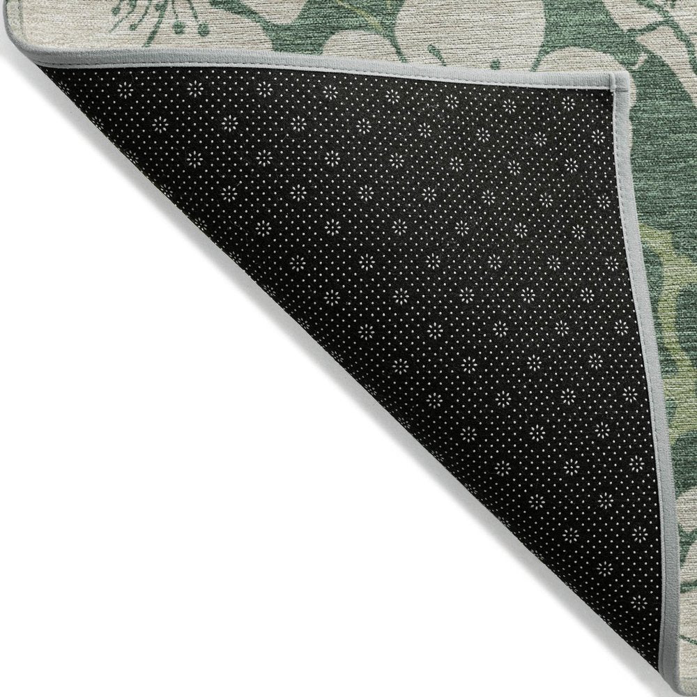 3' X 5' Sage And Ivory Floral Washable Indoor Outdoor Area Rug — view 17