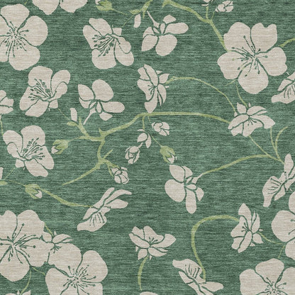 3' X 5' Sage And Ivory Floral Washable Indoor Outdoor Area Rug HomeRoots