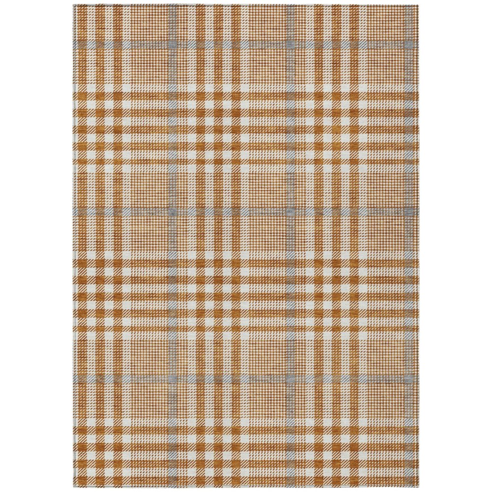 8' X 10' Brown Beige And Beige Plaid Washable Indoor Outdoor Area Rug — view 1
