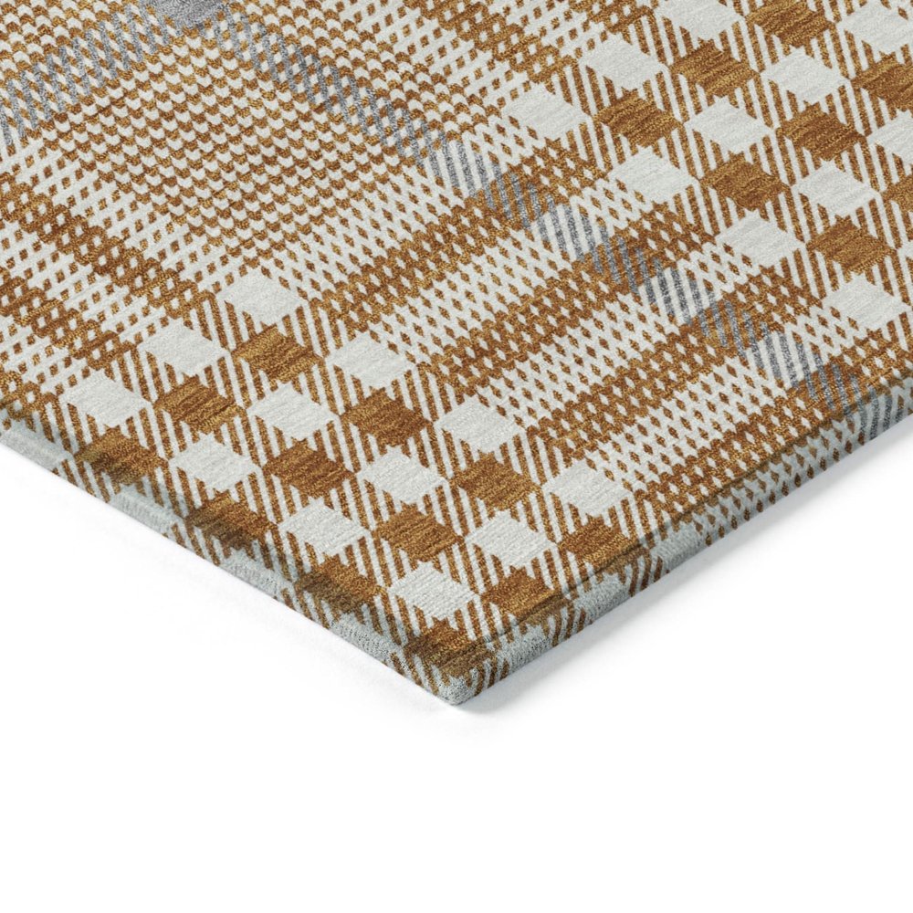 8' X 10' Brown Beige And Beige Plaid Washable Indoor Outdoor Area Rug — view 2