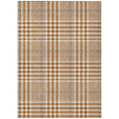 8' X 10' Brown Beige And Beige Plaid Washable Indoor Outdoor Area Rug HomeRoots