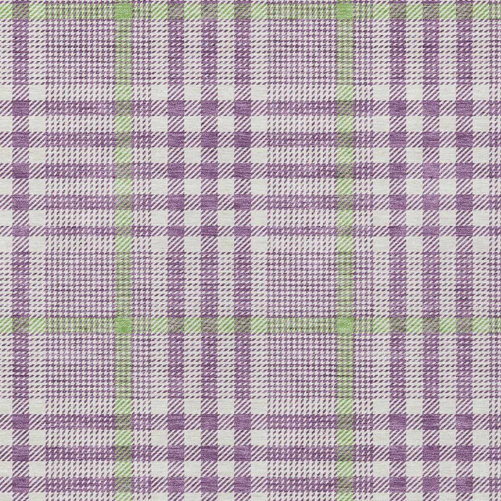 3' X 5' Purple Green And Ivory Plaid Washable Indoor Outdoor Area Rug HomeRoots