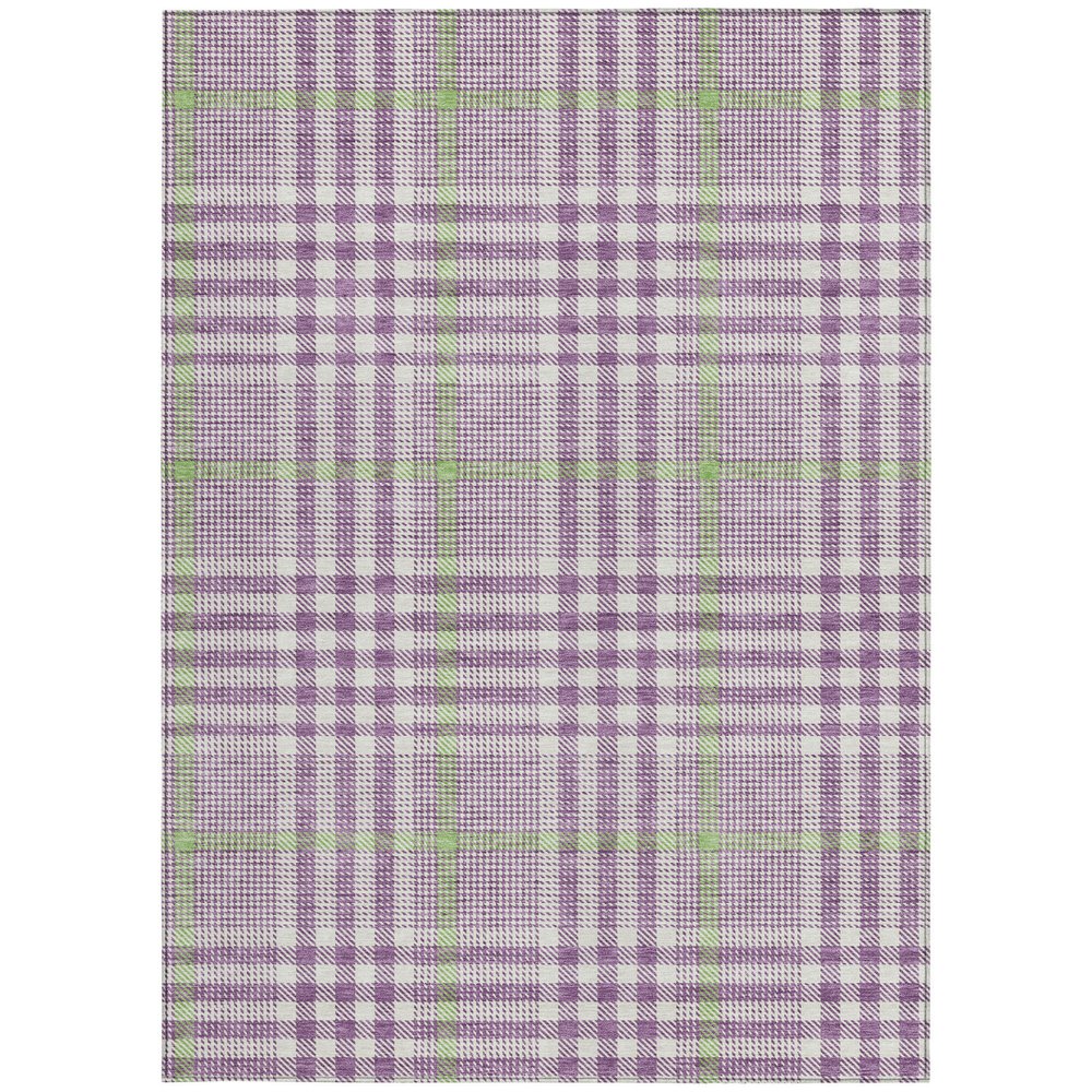 3' X 5' Purple Green And Ivory Plaid Washable Indoor Outdoor Area Rug HomeRoots