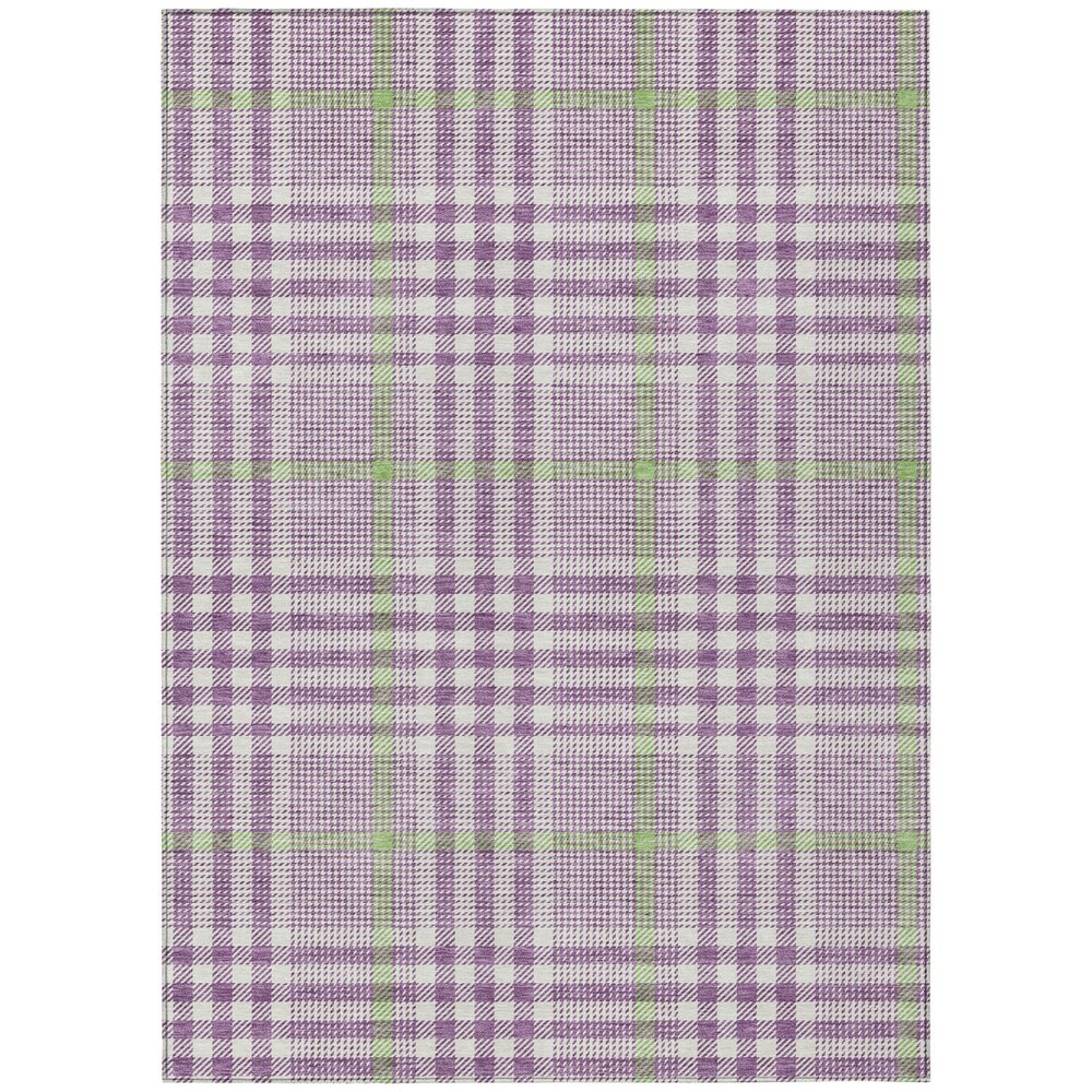 3' X 5' Purple Green And Ivory Plaid Washable Indoor Outdoor Area Rug — view 37