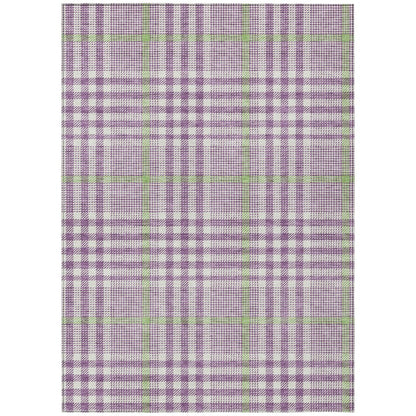 3' X 5' Purple Green And Ivory Plaid Washable Indoor Outdoor Area Rug HomeRoots