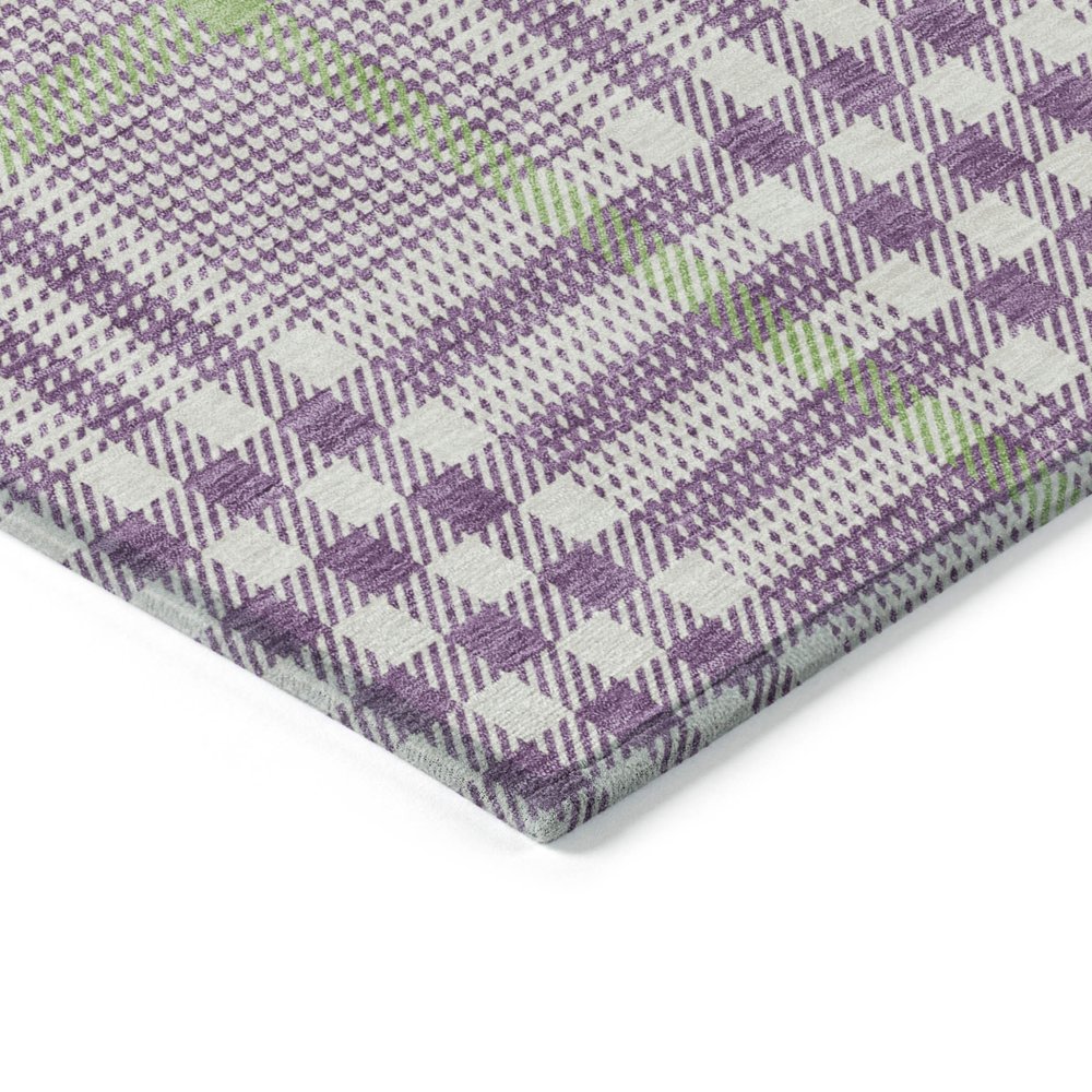 3' X 5' Purple Green And Ivory Plaid Washable Indoor Outdoor Area Rug — view 39