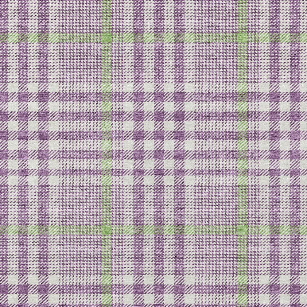 3' X 5' Purple Green And Ivory Plaid Washable Indoor Outdoor Area Rug HomeRoots