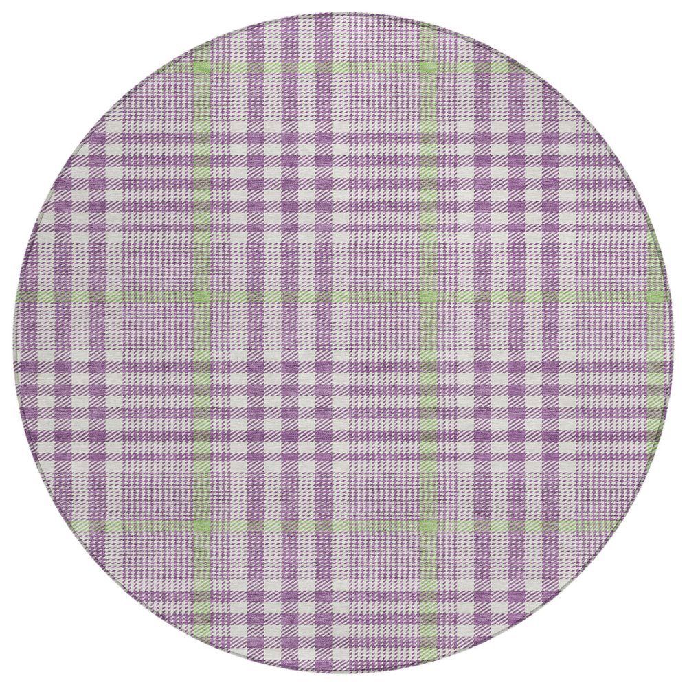 3' X 5' Purple Green And Ivory Plaid Washable Indoor Outdoor Area Rug HomeRoots