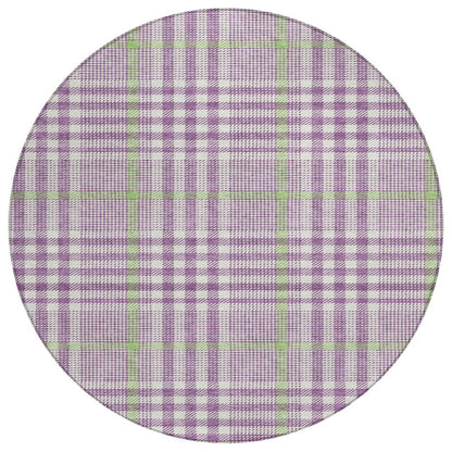 3' X 5' Purple Green And Ivory Plaid Washable Indoor Outdoor Area Rug HomeRoots