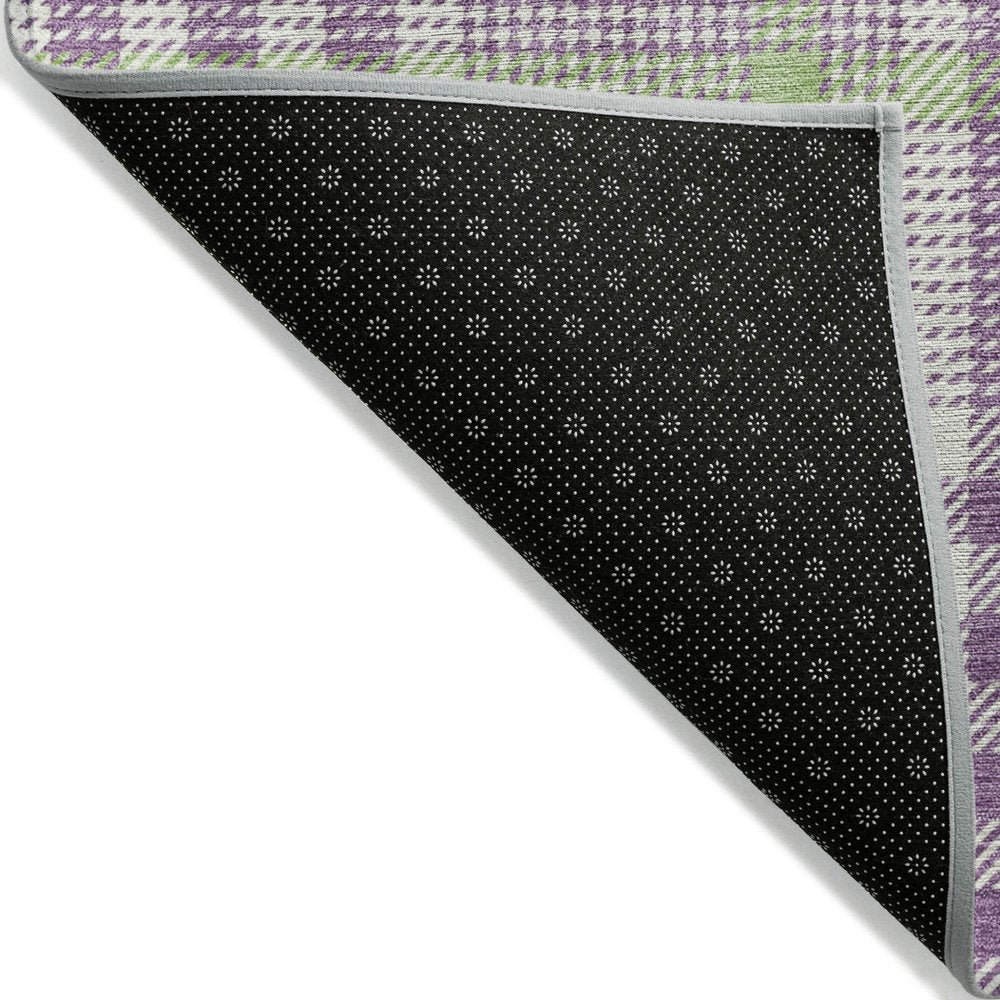 3' X 5' Purple Green And Ivory Plaid Washable Indoor Outdoor Area Rug HomeRoots