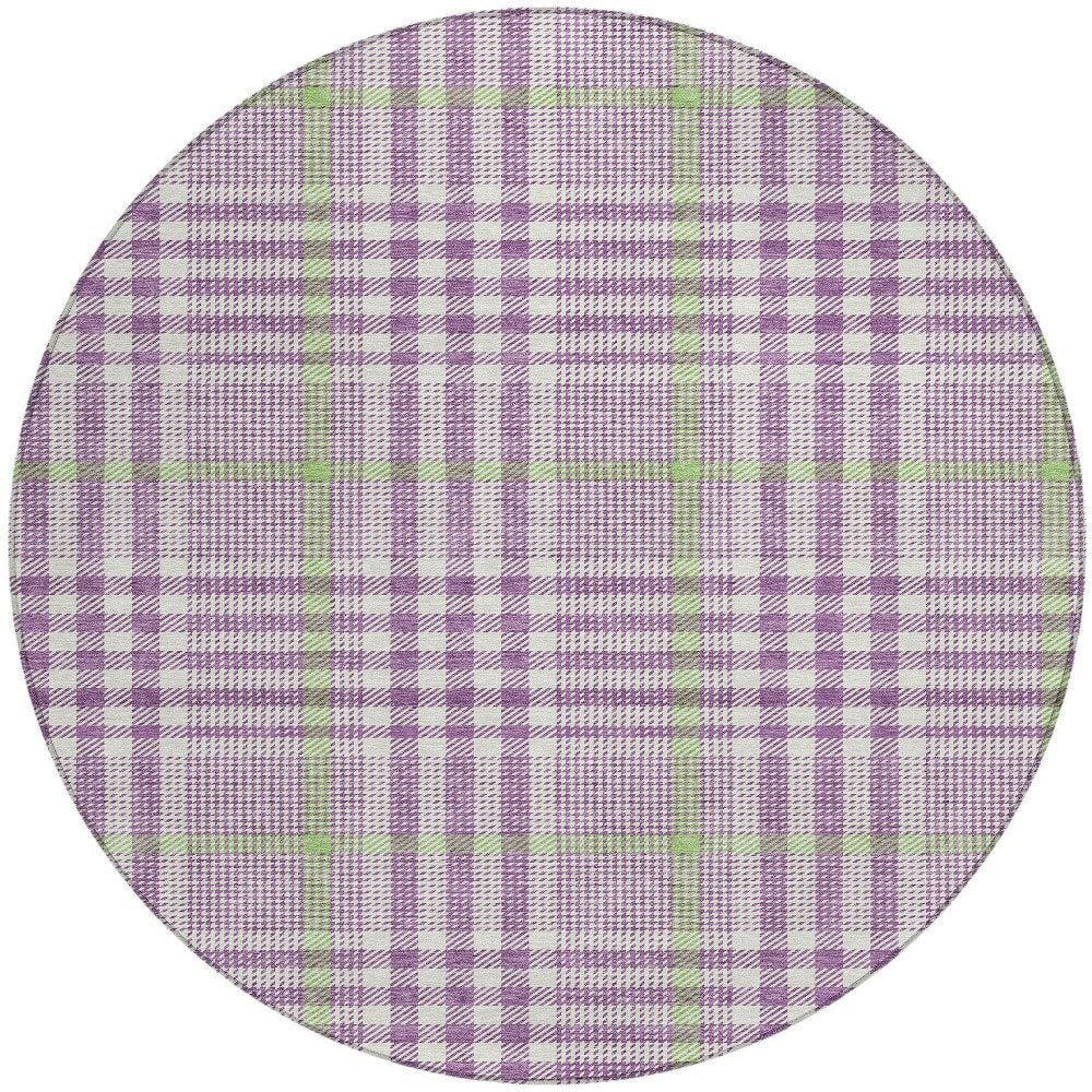 3' X 5' Purple Green And Ivory Plaid Washable Indoor Outdoor Area Rug — view 52