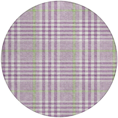3' X 5' Purple Green And Ivory Plaid Washable Indoor Outdoor Area Rug HomeRoots
