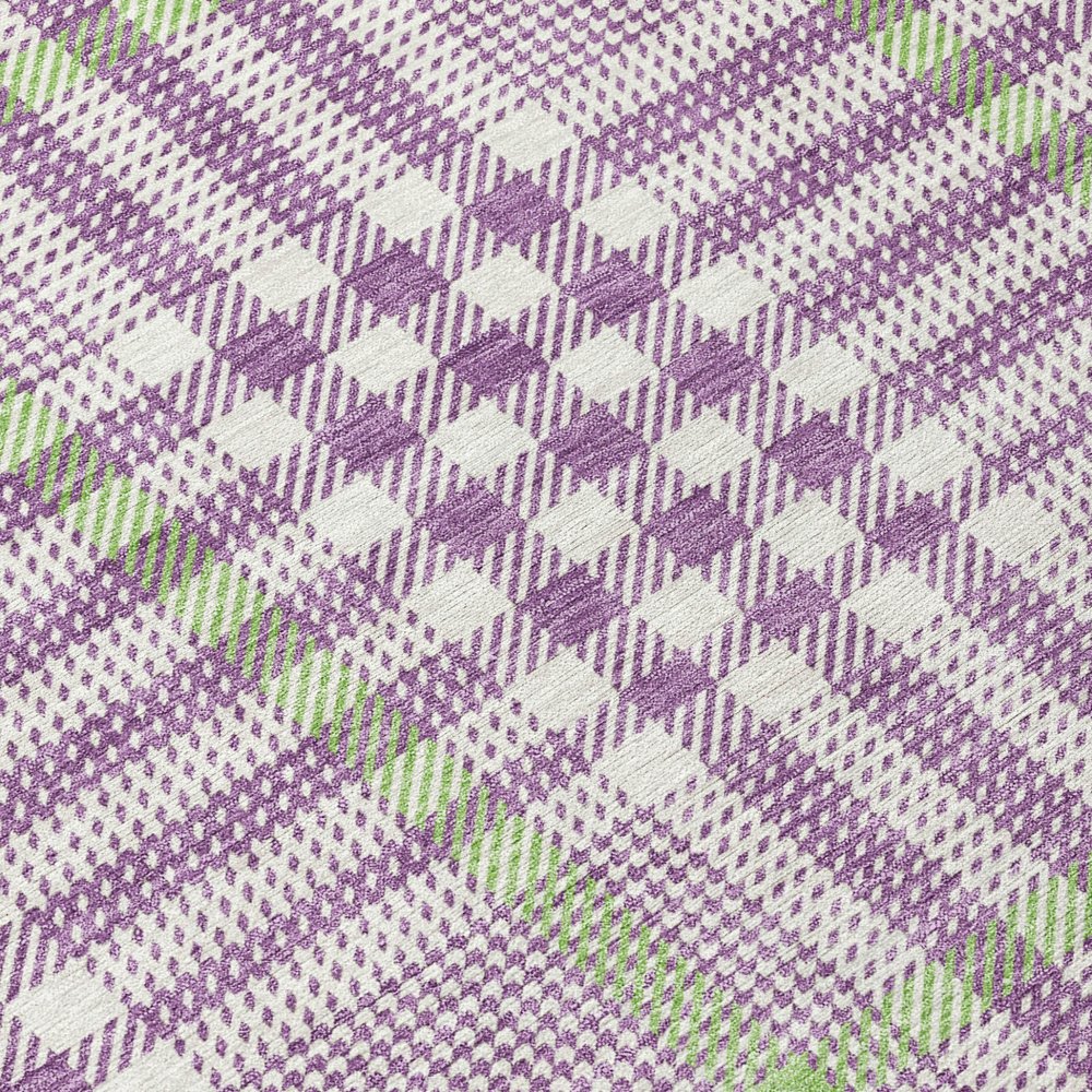 3' X 5' Purple Green And Ivory Plaid Washable Indoor Outdoor Area Rug HomeRoots