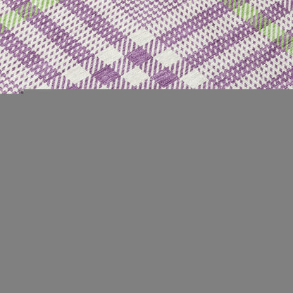 3' X 5' Purple Green And Ivory Plaid Washable Indoor Outdoor Area Rug HomeRoots
