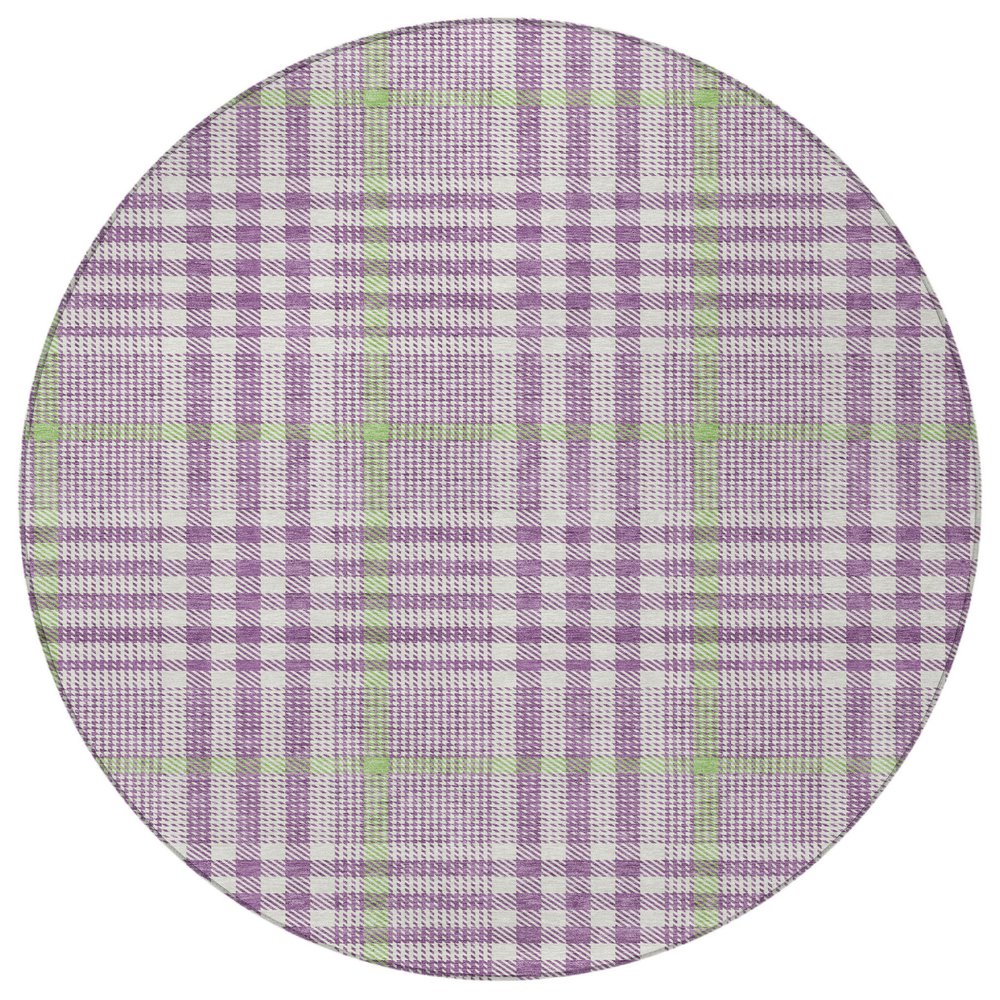 3' X 5' Purple Green And Ivory Plaid Washable Indoor Outdoor Area Rug — view 62
