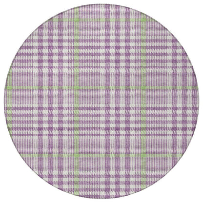 3' X 5' Purple Green And Ivory Plaid Washable Indoor Outdoor Area Rug HomeRoots