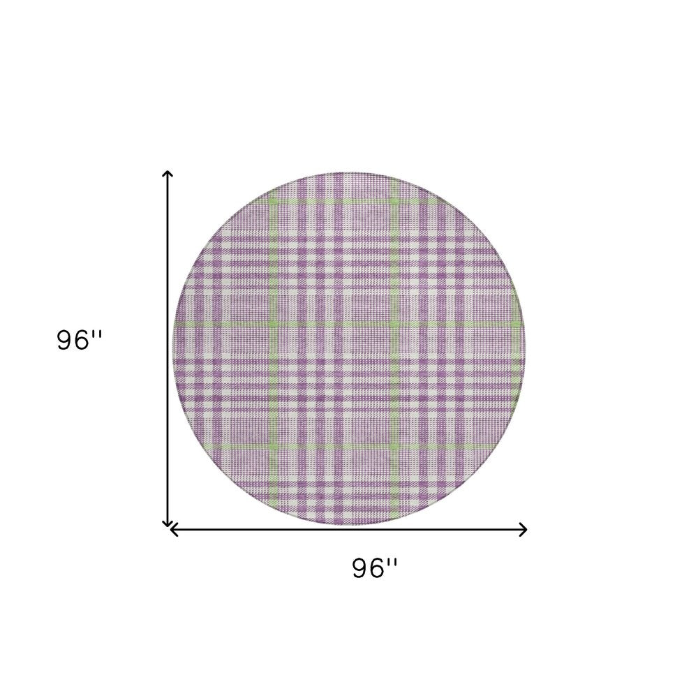 3' X 5' Purple Green And Ivory Plaid Washable Indoor Outdoor Area Rug HomeRoots