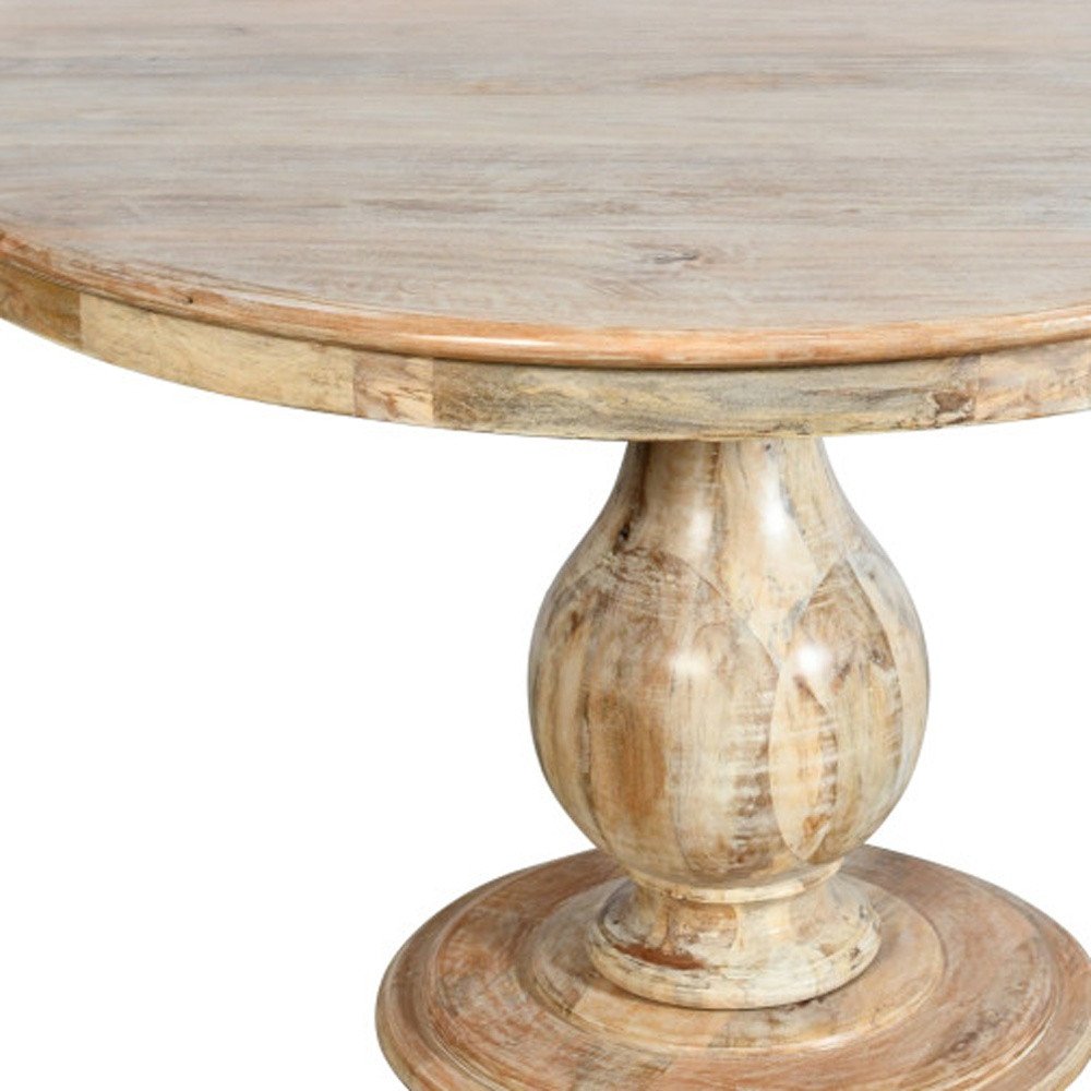 Five Piece Natural Round Solid Wood Dining Set with Four Chairs HomeRoots
