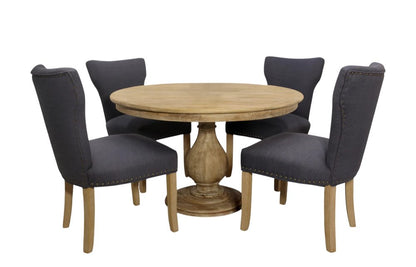 Five Piece Natural Round Solid Wood Dining Set with Four Chairs HomeRoots