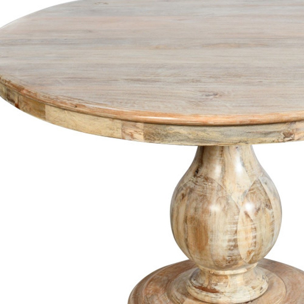 Five Piece Natural Round Solid Wood Dining Set with Four Chairs HomeRoots