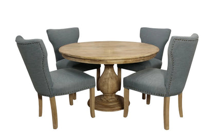 Five Piece Natural Round Solid Wood Dining Set with Four Chairs HomeRoots