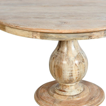 Five Piece Natural Round Solid Wood Dining Set with Four Chairs HomeRoots
