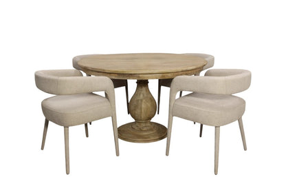 Five Piece Dark Brown Round Solid Wood Dining Set with Four Chairs HomeRoots