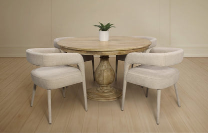 Five Piece Dark Brown Round Solid Wood Dining Set with Four Chairs HomeRoots