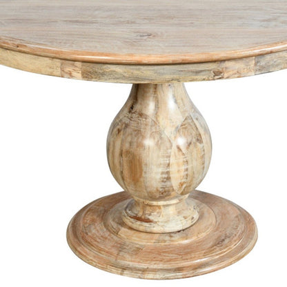 Five Piece Dark Brown Round Solid Wood Dining Set with Four Chairs HomeRoots