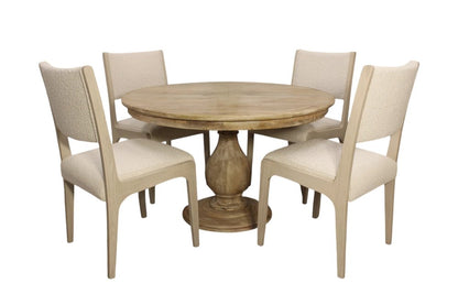 Five Piece Natural Round Solid Wood Dining Set with Four Chairs HomeRoots