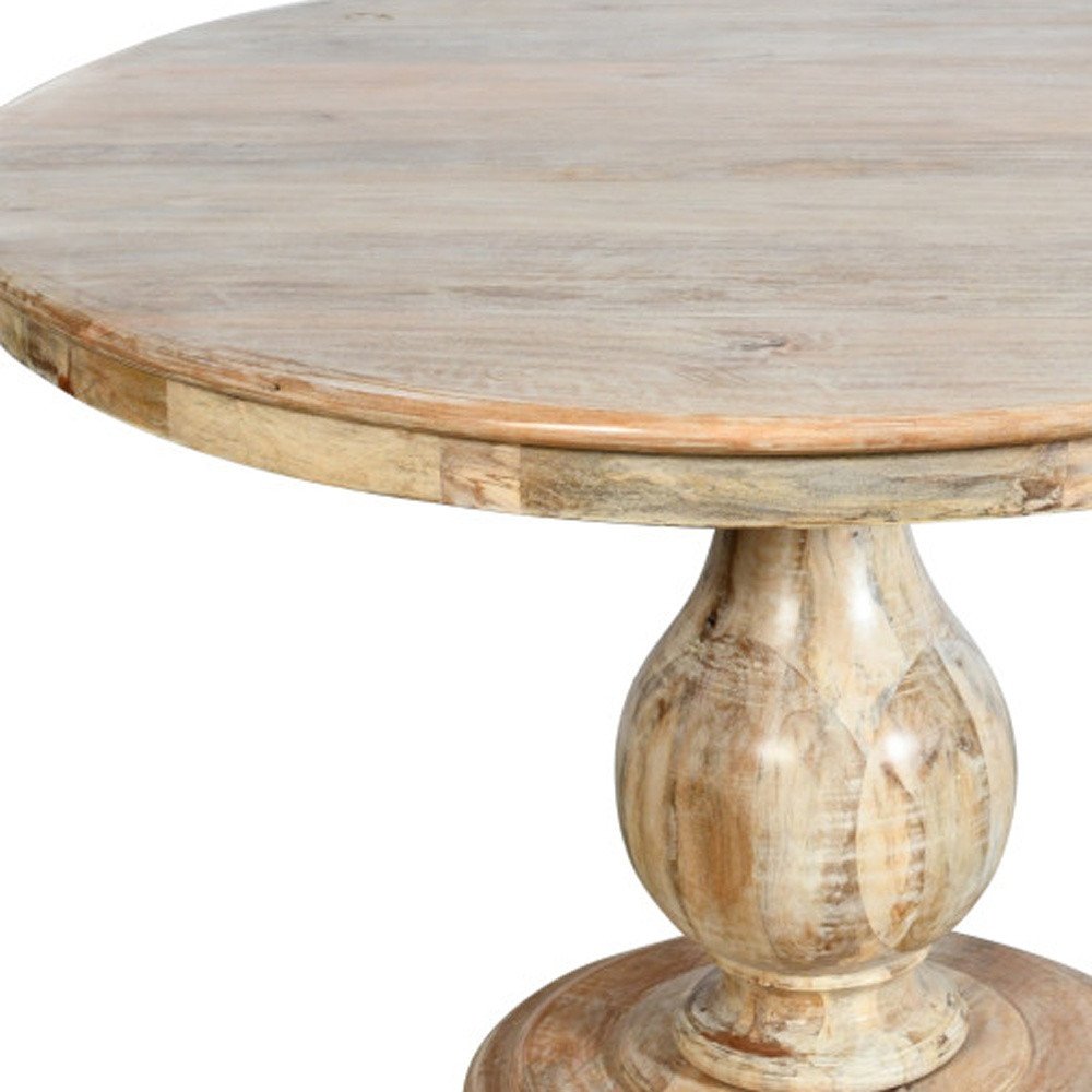 Five Piece Natural Round Solid Wood Dining Set with Four Chairs HomeRoots