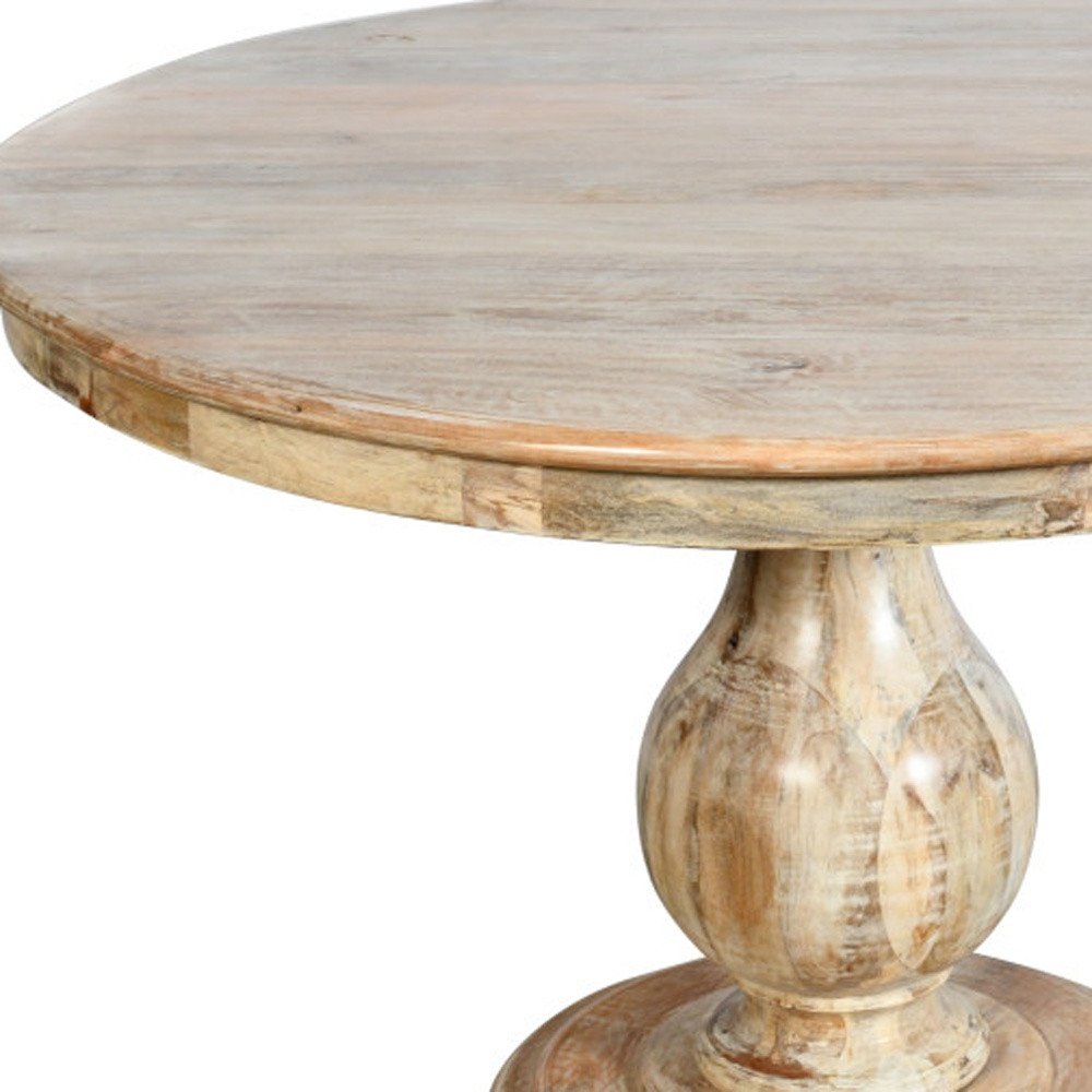 Five Piece Natural Round Solid Wood Dining Set with Four Chairs HomeRoots