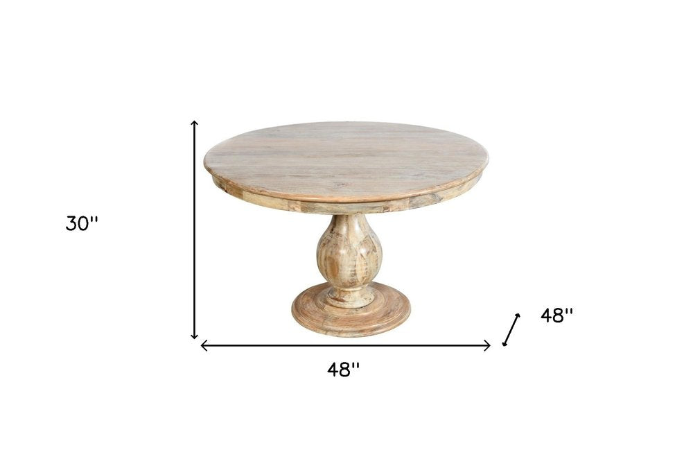 Five Piece Natural Round Solid Wood Dining Set with Four Chairs HomeRoots