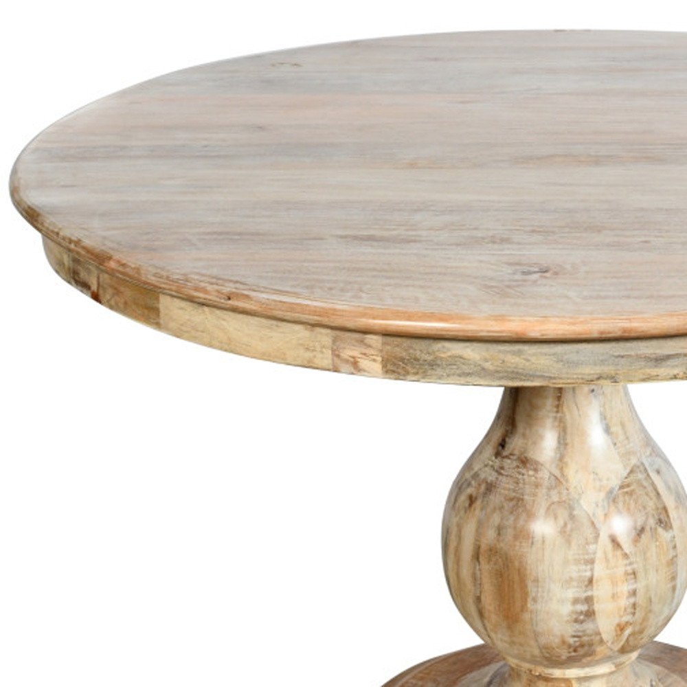 Five Piece Natural Round Solid Wood Dining Set with Four Chairs HomeRoots