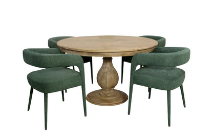 Five Piece Dark Brown Round Solid Wood Dining Set with Four Chairs HomeRoots